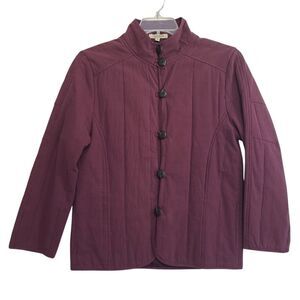 Polagram Woman's Button Front Burgundy Cotton Lined Jacket, Size Medium